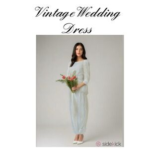Vintage 50s Wedding Dress Ivory Lace Satin
